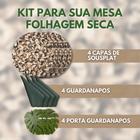 Kit 12 Peças Mesa Posta Capa+porta+guardanapo - Folhagem seca