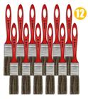 Kit 12 Pincel Trinchas Para Pintura Tigre Media 500 3/4 Polegadas Cerda Gris Parede Látex Acrílico