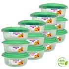 Kit 12 Potes Redondo 1300ml Plástico Médio Organizador de Alimentos Geladeira Cozinha Sanremo - VERDE