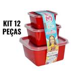 Kit 12 Potinhos De Plástico Vasilha Hermética Reforçada Para Cozinha Com Tampa