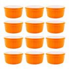 Kit 12 Potinhos Laranja 77ml Porcelana Petisco Buffet Bares - Terramada