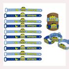 Kit 12 Pulseiras infantis emborrachadas com regulagem minions para crianças 