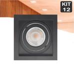 Kit 12 Spot de Embutir Mr16 Recuado Quadrado + Lamp