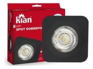 Kit 12 Spot Led Sobrepor Quadrado Preto 5w 6000k Frio Kian