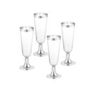 Kit 12 Taças De Champanhe Em Plástico Com Borda Prata 150Ml