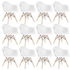 KIT - 12 x cadeiras Charles Eames Eiffel DAW com braços - Base de madeira clara -