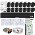 Kit 14 Cameras 1220 Full Color Intelbras Dvr Mhdx 16 Ch Color Noite 500GB