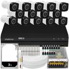 Kit 14 cameras seguranca 2 mp Full HD dvr Intelbras 1216 2TB