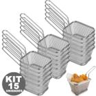 Kit 15 Cesto Multiuso Para Cozinha Servir Porções Batata Frita Nuggets Aço Inox Reforçado - Uny Home