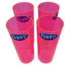 Kit 15 Copo Long Drink Rosa Neon Plastico Transparente 320ml