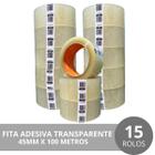 Kit 15 Rolos De Fita Adesiva Transparente Durex 45mm X 100m