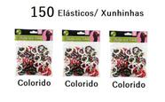 Kit 150 Unidades Mini Liga Elástico Meia Xuxinha para Prender o Cabelo Coloridas