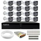 Kit 16 Câmeras Bullet Tudo Forte TF 2020 B Full HD 1080p com Visão Noturna 20M Proteção IP66 + DVR Tudo Forte TFHDX 3316 16 Canais