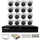 Kit 16 Câmeras de Segurança Tudo Forte Dome Interna Full HD 1080p com Visão Noturna de 20m Lente 2.8mm + DVR Tudo Forte TFHDX 3316 16 Canais