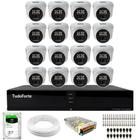 Kit 16 Câmeras de Segurança Tudo Forte Dome Interna Full HD 1080p Visão Noturna de 20m 2.8mm + DVR Tudo Forte TFHDX 3316 16 Canais + HD 2TB Barracuda