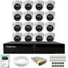 Kit 16 Câmeras de Segurança Tudo Forte Dome Interna Full HD 1080p Visão Noturna de 20m 2.8mm + DVR Tudo Forte TFHDX 3316 16 Canais + HD 2TB Skyhawk