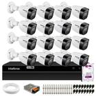 Kit 16 Câmeras Intelbras VHD 1130 B HD 720p Bullet Lente 2.8mm Visão Noturna 30m IP67 + DVR Intelbras MHDX 1316 Full HD 16 Canais Multi HD + HD 1TB