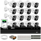 Kit 16 Câmeras Intelbras VHD 1130 B HD 720p Lente 2.8mm Visão Noturna 30m Proteção IP67 + DVR Intelbras MHDX 1316 16 Canais Multi HD + HD SkyHawk 1TB