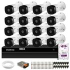 Kit 16 Câmeras Intelbras VHL 1120 Bullet HDCVI Lite, HD 720p Visão Noturna 20m, IP66 + DVR Intelbras MHDX 1316 Full HD 16 Canais Multi HD + HD 1TB