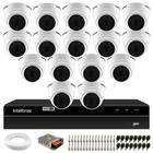 Kit 16 Câmeras Intelbras VHL 1120 Dome HDCVI Lite, HD 720p, Lente 3.6mm, Visão Noturna 20m + DVR Intelbras MHDX 1316 Full HD 16 Canais Multi HD