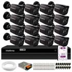 Kit 16 Câmeras Segurança Black Full HD 1080p Infra 20M DVR Intelbras MHDX 1216 16 Canais 1TB Purple