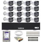 Kit 16 Câmeras Segurança Full HD DVR Intelbras 16 Canais Com HD Completo