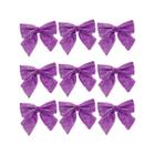 Kit 16 Lacinho Enfeites Pendente Laço Roxo Glitter 6cm Para Árvore de Natal Decoração Natalina