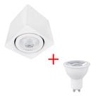 Kit 16 Spot Sobrepor Teto Beiral Para Lampada Dicroica Preto Direcionável + 16 Lâmpadas Branco Quente