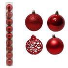 Kit 18 Bola De Natal Vermelha Mista 6cm Decoração Árvore