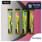 Kit 18 Escova Dental Dupla Ação Média C/ Protetor De Cerdas - Segma