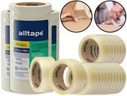 Kit 18 Rolos Fitas Adesivas Transparente P/ Empacotamento Papelão Embalagem Fixa Fácil 100 Metros - Alltape