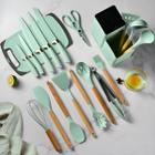 Kit 19 Pçs Cozinha Verde Tábua Faca Tesoura Espátula Pincel - Utensílios