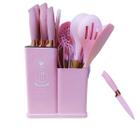 Kit 19 Utensílios De Cozinha Silicone Cabo Madeira Premium