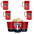 Kit 1Un Balde Pipoca Grande 2,5l + 4Un Caneca Copo Gel 300ml Isolante Térmico Chopp Time São Paulo - BRASFOOT