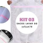 Kit 2, 3, 4 Sacos Grandes Lava Fácil para Máquina de Lavar Roupas Tamanho Gigante GG 70x50cm