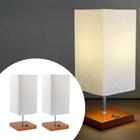 Kit 2 Abajures Luminaria De Mesa Base Quadrada Com Cupula Teciddo Algodao Bivolt