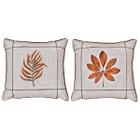 Kit 2 Almofadas Linho Folhagem Terracota Drapeada Luxo 45x45