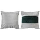 Kit 2 Almofadas Veludo Drapeadas Verde Escuro E Areia 45x45
