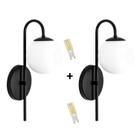 Kit 2 Arandela Curva Globo 12 Preto Fosco Com Led 5w 6500k