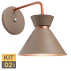 Kit 2 Arandela Parede Berlin 15cm Fendi C/ Cobre - Iluminar Ambiente