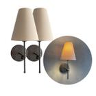 Kit 2 Arandelas De Parede Classica Com Interruptor Com Cupula Bege, Branco e Preto Tecido Algodao Tensao Bivolt 110/220v