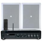 Kit 2 Arandelas Jbl de Embutir Teto Som Ambiente Apartamento + Amplificador Bluetooth Usb Tv