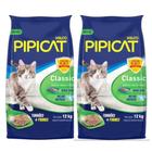 Kit 2 Areias Sanitárias P/ Gatos Kelco Pipicat Classic 12kg