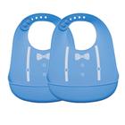 Kit 2 babadores impermeavel avental alimentação infantil bebes de silicone com pega migalhas - Buba
