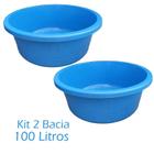 Kit 2 Bacia Plástica Para Açougue Buffet 100 Litros Azul