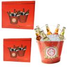 Kit 2 Baldes Alumínio de Gelo Grande Vermelho Internacional Cerveja Bebidas Reforçado com Alça - BRASFOOT