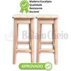 Kit 2 Bancos Banqueta Alta 70cm Madeira Maciça Quadrado