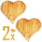 Kit 2 Bandejas Coração de Bambu 13cm - Tabua de Servir Heart