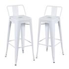 Kit 2 Banquetas Altas Com Encosto 76 Cm Branco - LOFT7