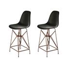 Kit 2 Banquetas Bistrô Alta Eames Eiffel Preta Base Ferro Cobre